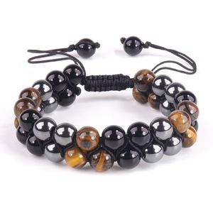 Double Layer 8mm Tiger Eye Obsidian <b>Bracelet</b> Woven Adjustable Magnetic Yoga <b>Beads</b> For Men Gift Jewelry - Product Image 4