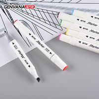 Marqueurs d'art GENVANA en gros, à base d'huile, 24 couleurs, double pointe, pour dessin et croquis, usine OEM