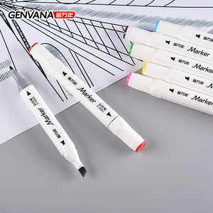 Marqueurs d'art GENVANA en gros, à base d'huile, 24 couleurs, double pointe, pour <span class=keywords><strong>dessin</strong></span> et croquis, usine OEM - Product Image 3