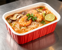 Contenants carrés jetables empilables en PP rouge et blanc de qualité industrielle, adaptés aux aliments, pour la livraison