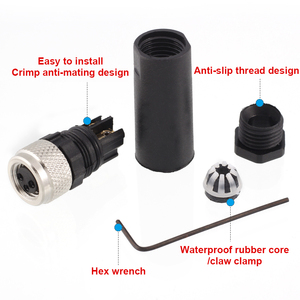 M8 방수 커넥터 플라스틱 필드 설치 가능 나사 직선 직각 남성 여성 항공 플러그 3 핀 4 극 a B D 코드 - Product Image 3