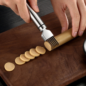 Râpe à fruits et légumes de cuisine, couteau à découper les oignons verts, trancheuse à oignons verts en acier inoxydable avec protège-lame en plastique - Product Image 3