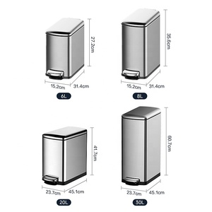 Cubo de basura de acero inoxidable moderno Cubo de basura con pedal para el hogar, oficina, almacenamiento para el hogar, Cubo de basura de reciclaje - Product Image 4