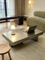 Table basse en acier inoxydable, design minimaliste rectangulaire, finition mate brossée de qualité supérieure, personnalisable, design de créateur