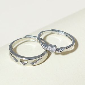 Wholesale Fashion Fine Jewelry Sterling <b>Silver</b> Couple Matched <b>Rings</b> CZ Diamond <b>Ring</b> Engagement <b>Adjustable</b> <b>Rings</b> for Women - Product Image 4