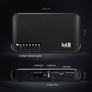 SKE DC UPS Batterie haute capacité 20000mah LiFePO4 UPS Entrée 100-240Vac Adaptateur intégré DC 9V 12V 24V TYPE-C USB 5V 18W Mini UPS - Product Image 5