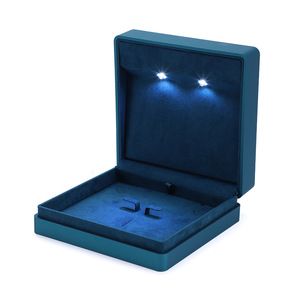 Luxury Fancy Teal Color Blue Jewellery <b>Box</b> Led Light Ring Gift Packaging <b>Box</b> Set Paint Lacquered <b>Jewelry</b> <b>Box</b> - Product Image 5