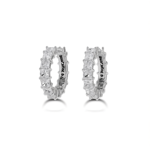 Orecchini a cerchio da donna Bulldog 5.4 in argento 925 con diamanti taglio Princess, lusso per l'uso quotidiano, montatura a griffe - Product Image 1