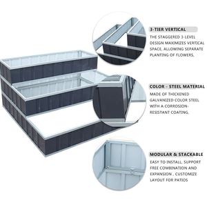 Jardinière surélevée modulaire à 3 niveaux en acier galvanisé, fabricant de bacs à plantes métalliques pour la vente en gros, jardinière surélevée d'extérieur - Product Image 2