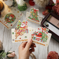 Kartu Ucapan Natal Multi-Pola dengan Gambar Santa, Manusia Salju, dan Pohon Natal, Kartu Kertas untuk Perayaan Liburan