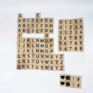 Targa fai da te materiale di pino e lettera quadrata in legno per la prima educazione dei bambini decorazione della casa - Product Image 4