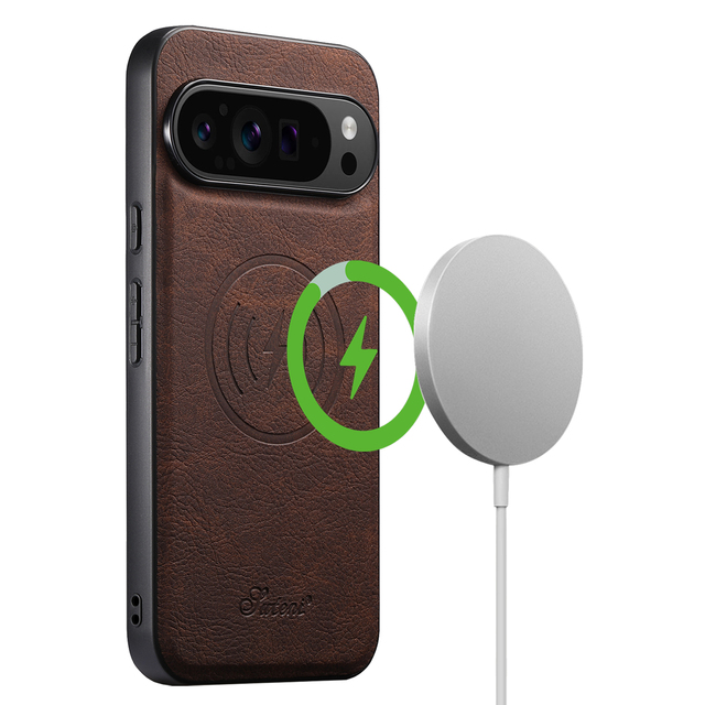 SUTENI for Google 11 Pro XL Phone Case Magnet Wireless Charging  Lychee Texture Frosted Feel Luxury Faux Leather Pixel 10 9 8A 7
