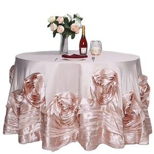 Nappe en satin rose à pétales tridimensionnels tissés modernes, nappes en satin polyvalentes pour les événements et les occasions - Product Image 4