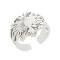 Bague unisexe tendance classique à l'aigle albanais à double tête en alliage de zinc, couleur or et argent, pour homme et femme, vente chaude
