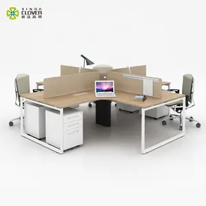 L Form Commercial Desk 4 Orte Modern Metal Office Staff Tisch Design