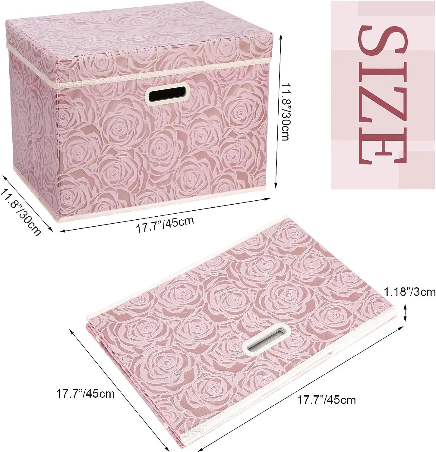 Lids के साथ बड़े बंधनेवाला भंडारण डिब्बे कपड़े भंडारण कंटेनर के लिए घन गुलाबी Foldable सजावटी आयोजक बॉक्स Hom