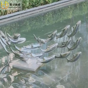 Escultura de Pez de Acero Inoxidable Jiahua, Geométrica Abstracta, para Montar en el Suelo, Decoración Hecha a Mano para Jardín o Estanque - Product Image 4