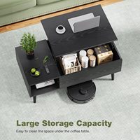 Table Basse Moderne en Bois avec Compartiment Caché, Petite Étagère de Rangement pour Salon, Bureau ou Réception-Noir