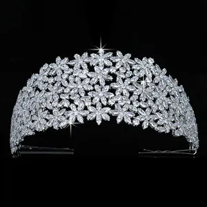 Crown Headband Flowers Design Temperament Women Wedding Bridal Hair Accessories Party Tiaras And Crowns Zircon BC5460 Corona