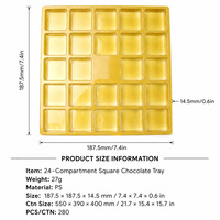 Plateau en plastique PS doré à 24 cavités, plateau d'emballage en blister jetable pour bonbons, chocolat, boîte cadeau