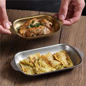 Retro Stainless Steel Baking Dish Rectangular Trays For Grilling Cooking Durable <b>Microwave</b> Safe Serving Tray - Product Image 4