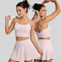 Ensemble de sport pour femme personnalisé : soutien-gorge de sport dos nageur et jupe plissée 2 pièces, séchage rapide, respirant, coupe ajustée