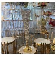 Vase en acrylique durable de style européen LILATE, ornements décoratifs pour la maison, la salle à manger, la table de mariage, ensemble de table de mariage, dispositif pour fleurs en forme de trompette
