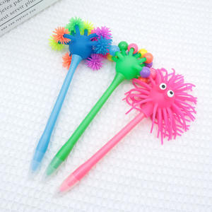 Bolígrafo Creativo con Forma de Monstruo, Bolígrafo Antiestrés con Bola de Pelo Pequeña, Bolígrafo de Plástico con Cuentas de Colores, Giratorio, Divertido, Regalo Personalizado - Product Image 2