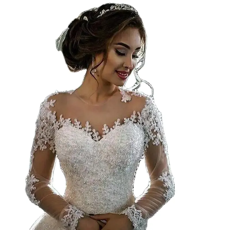 New Wedding Dresses Luxury Sexy Lace One-shoulder V-neck Slim Long Train Wedding Dresses Bridal Gown