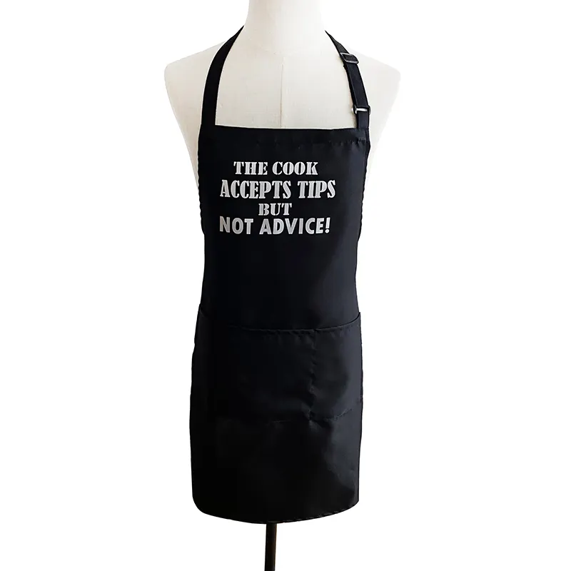 New Design Customer Logo Polyester Cooking Man Aprons For Kitchen Garden Bibs With Pockets