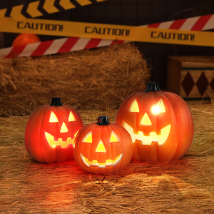 Décoration de porche amusante en forme de citrouille, décorations d'intérieur, citrouille lumineuse Jack-O'-Lantern, décorations d'Halloween, grande citrouille en plastique - Product Image 5