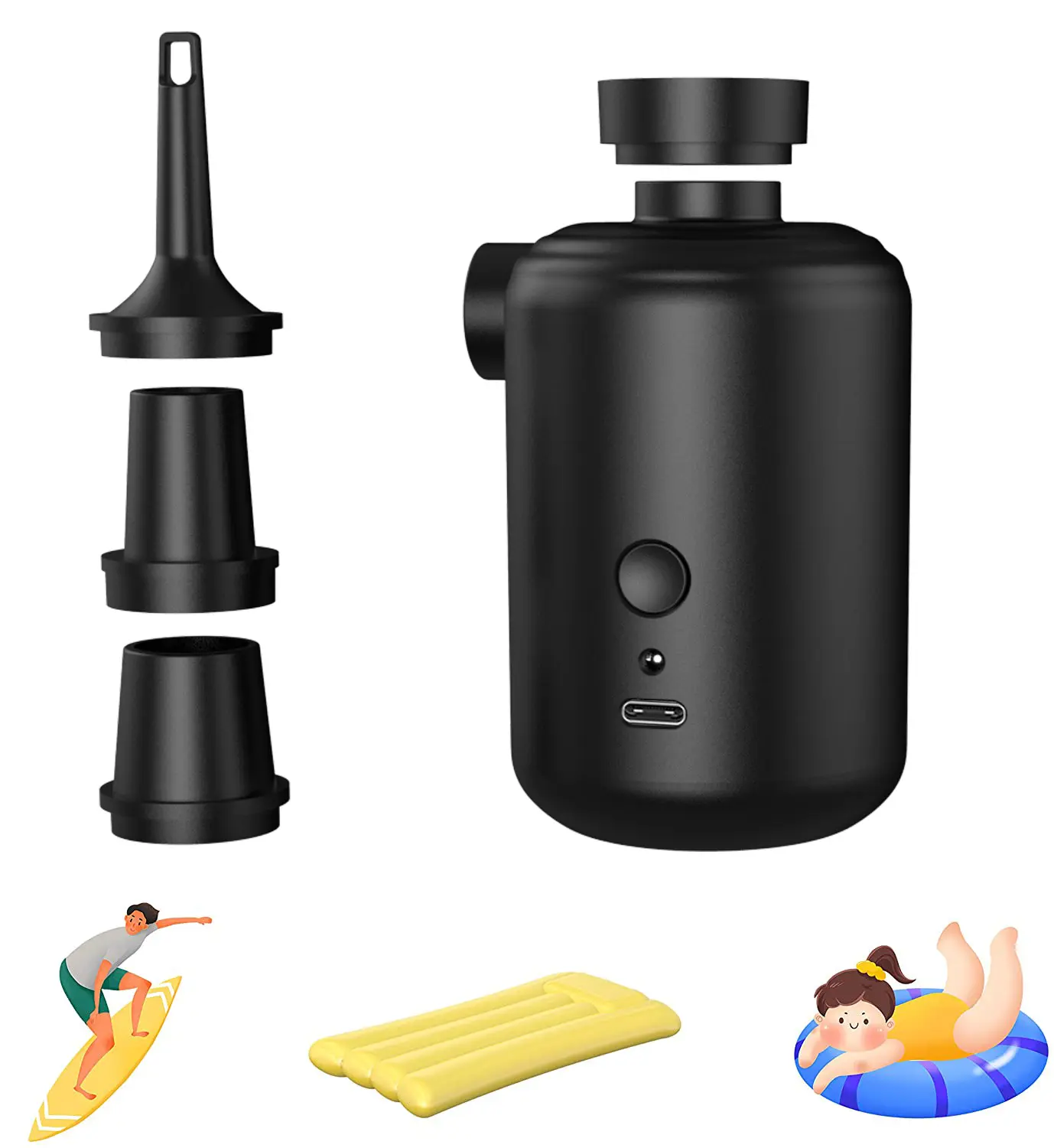 Máy Bơm Không Khí Di Động Cho Inflatables Điện Nệm Không Khí Bơm Với 3600MAh Pin Có Thể Sạc Lại Ultra-Mini Inflator/Bơm Làm Nhỏ