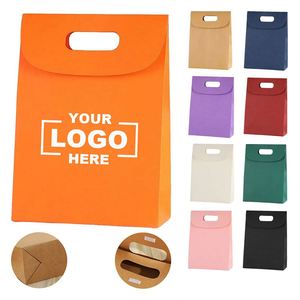 Boîte cadeau personnalisée en papier kraft, sacs d'emballage en papier étanches à rabat, boîte cadeau pour bonbons, biscuits, aliments avec poignée - Product Image 1