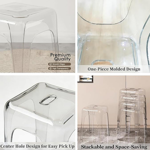 Tabouret haut empilable moderne en acrylique transparent épaissi pour <span class=keywords><strong>restaurant</strong></span>, îlot <span class=keywords><strong>de</strong></span> cuisine, banquet d'hôtel - Product Image 6