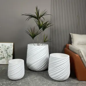 Foshan Factory Supplies 2024 New Design Modern Fiber Clay Flower Pots Wholesale Planter Pot