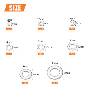 Arandelas Planas Sanya, 360 Piezas, M2, M2.5, M3, M4, M5, M6, M8, M10, Acero Inoxidable, Estándar Nacional - Product Image 5