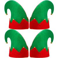 Grüne Rote Geschenk-Weihnachtsmütze Dickere Filz Umweltfreundliche Weiche Elfenmütze mit Glöckchen für Weihnachtsfeier-Dekoration
