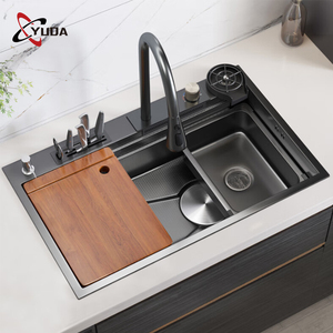 Neues Design Edelstahl Einzel-Spülbecken mit zwei Arbeitsflächen, digitaler Anzeige, smarter Wasserfallfunktion, multifunktionaler automatischer Küchenbecherreiniger - Product Image 2