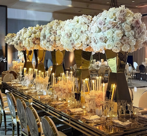 Décoration de table de mariage dorée pour hôtel, guide routier extérieur, aménagement de fenêtre, <span class=keywords><strong>cérémonie</strong></span> événementielle - Product Image 2