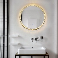 Nouveau design Miroir mural de luxe rond en cristal pour salle de bain de haute qualité