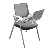 Chaise de conférence ergonomique commerciale pas chère, chaise de bureau exécutive en acier au design moderne, pliable à quatre pieds avec tablette d'écriture pour réunion