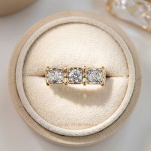 Anillo de Eternidad Xinfly de Oro Sólido de 18K en Dos Tonos con Diamantes Naturales, Diseño Floral Vintage AU750, Anillo de Aniversario Unisex - Product Image 3
