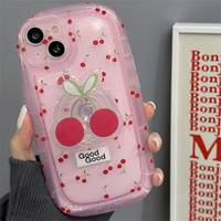 Plein écran petite cerise coque de téléphone pour iPhone 14 Plus 7 8 X XS XR 11 12 13 Pro Max MINI étuis en silicone couverture avec support 16