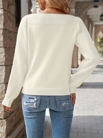 Pull en tricot élégant pour femmes, à manches longues et à découpes