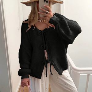 <span class=keywords><strong>Pull</strong></span> en tricot à col noué, couleur unie, style européen et américain, pour femmes, automne-hiver 2025, minimaliste, pour le bureau - Product Image 6