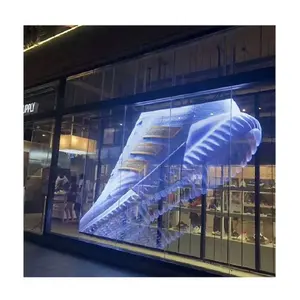 شاشة عرض فيديو داخلي زجاجية شفافة P3.91-7.82 شاشة عرض led جدارية إعلانات شاشة عرض led جدار فيديو