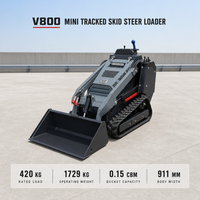 Mini-chargeuse compacte sur chenilles V800, charge nominale de 420 kg, chenilles en caoutchouc pour travaux d'aménagement paysager et de jardinage