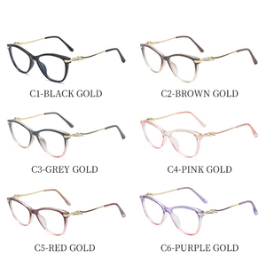 <span class=keywords><strong>Gafas</strong></span> <span class=keywords><strong>graduadas</strong></span> para mujer Monturas ópticas y lentes Filtro <span class=keywords><strong>de</strong></span> luz azul Bisagra <span class=keywords><strong>de</strong></span> resorte Marrón TR90 Cateye Metal Gold Crystal 2025 - Product Image 6