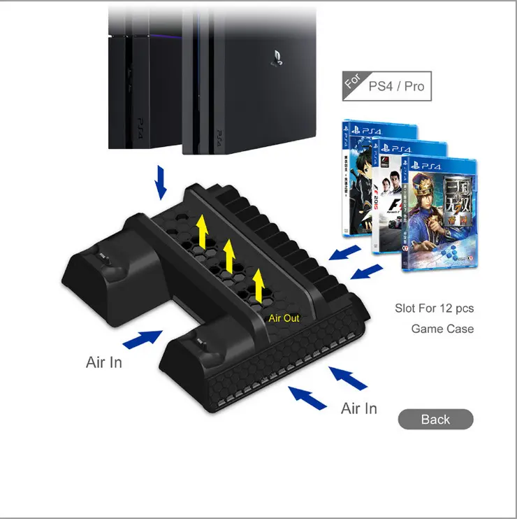 Suporte refrigeração vertical multifuncional, para ps4 slim/ps4 pro TP4-882