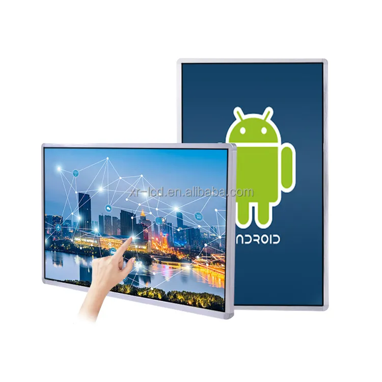 สนับสนุน Windows Android จอแอลซีดีหน้าจอสัมผัสเครื่องโฆษณาป้ายดิจิตอล32นิ้วติดผนังสัมผัสหนึ่งเครื่องลอย